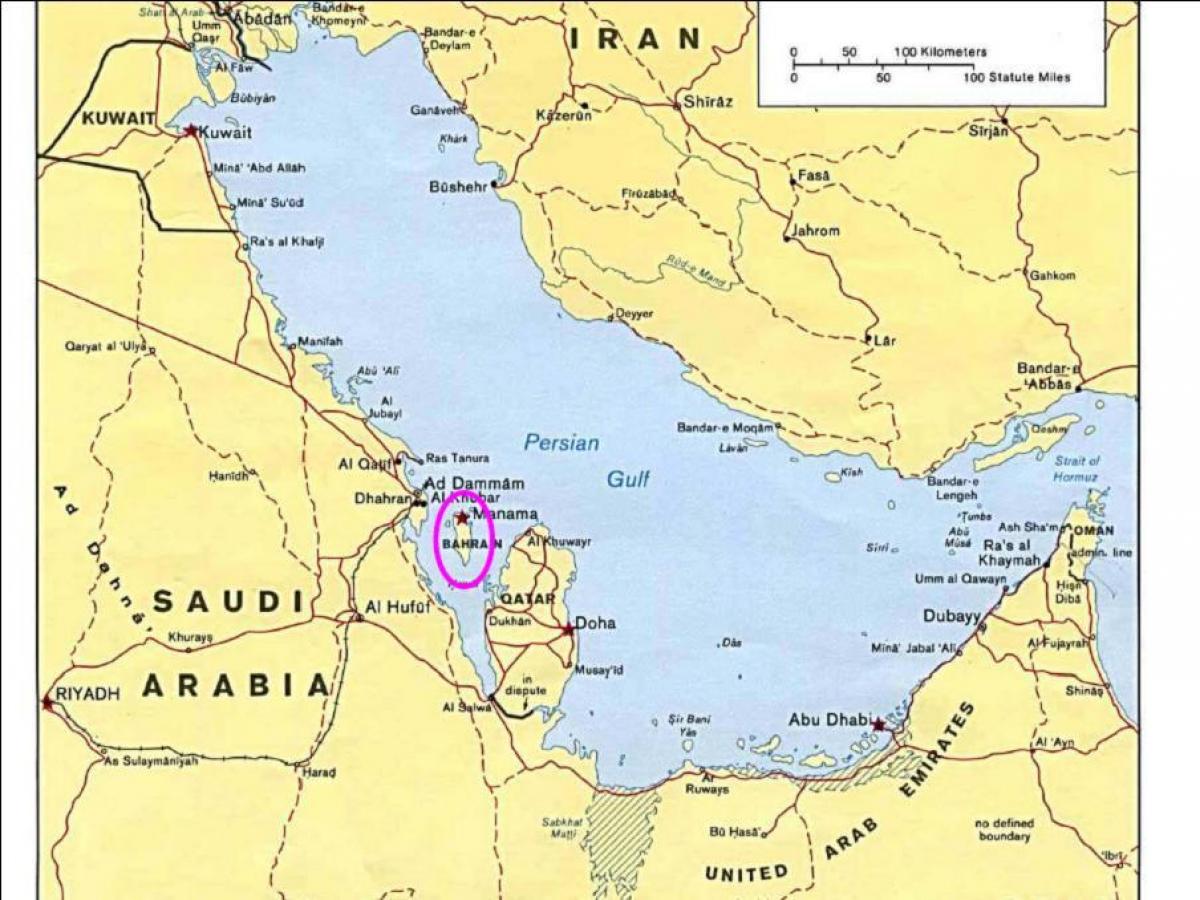 mapa ng Bahrain island 