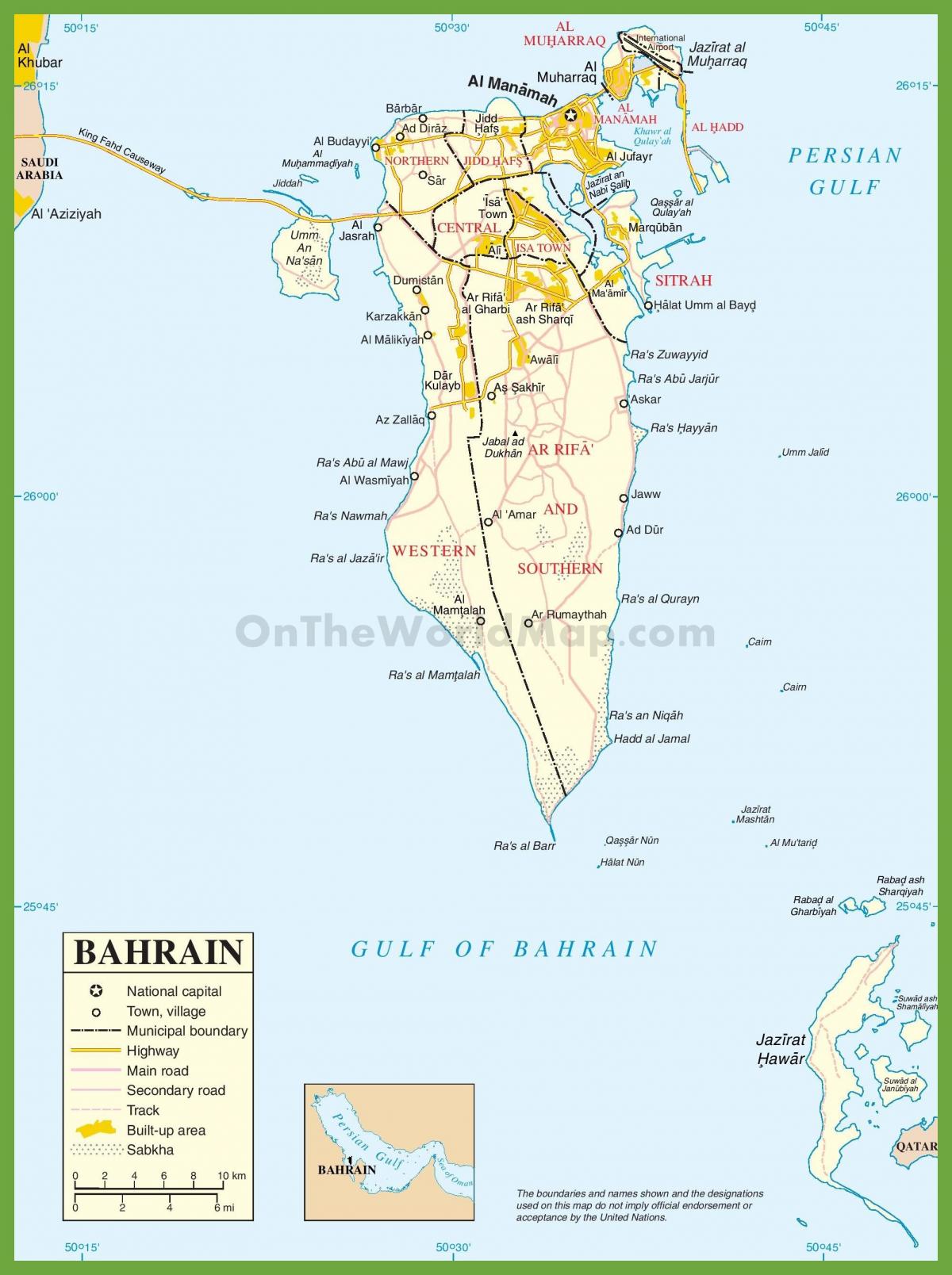 Bahrain sa mga lungsod mapa