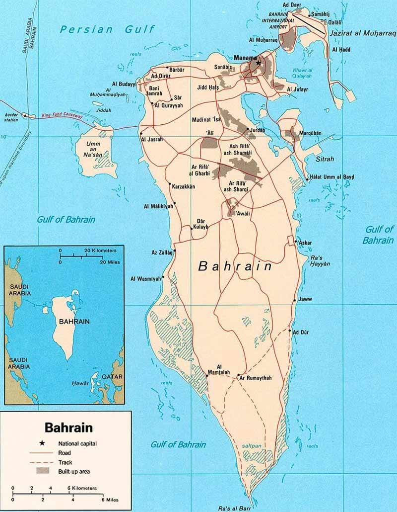 mapa ng Bahrain road map locator