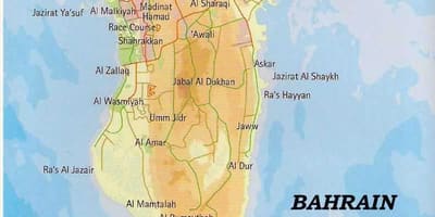 Bahrain mapa na may mga lugar
