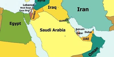 Mapa ng Bahrain at sa nakapalibot na lugar